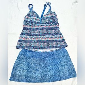COPY - Beautiful Aztec design tankini with miniskirt